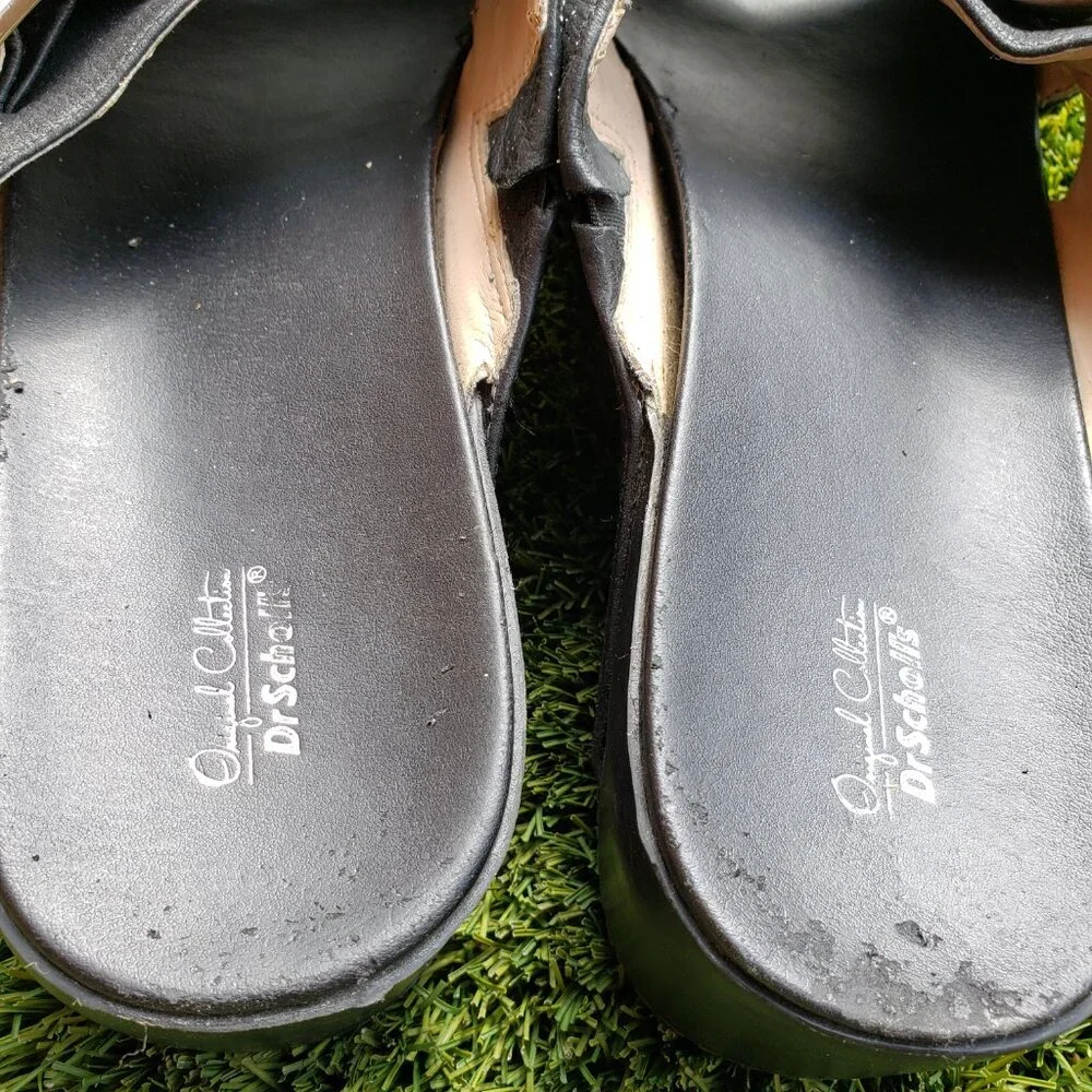 EUC DR. SCHOLL'S original collection leather platform big buckle (9.5) jet black